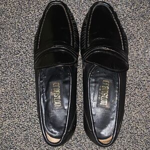 Mens Black leather  loafer dress shoe size 7